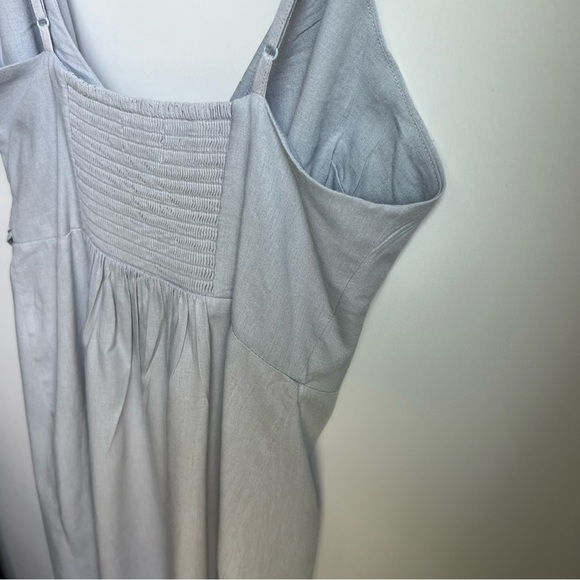 Urban Outfitters Grey Linen Blend Wrap Dress w/ Spaghetti Straps - Size Medium - Picture 7 of 13